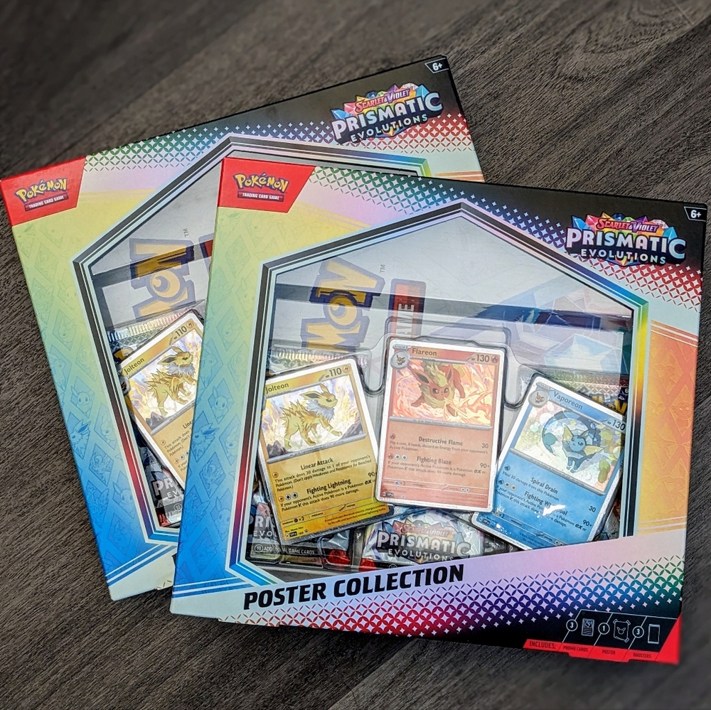2x 💎 Prismatic Evolutions 💎 Poster Collection Pokemon Cards FACTORY SEALED